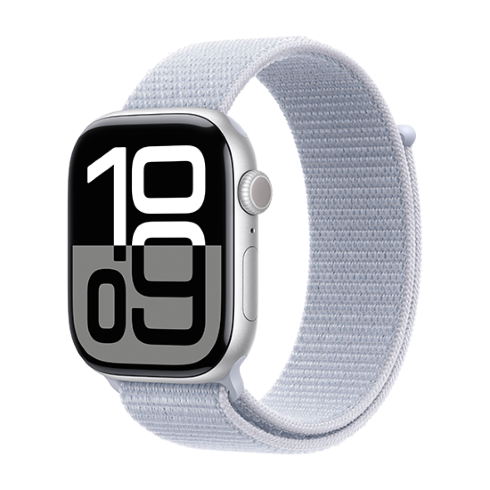 Watch Apple Watch Series 10 GPS 46mm Silver Aluminium Case with Sport Loop - Blue Cloud
