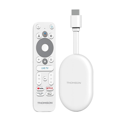Thomson Streaming Dongle Google TV Go 150 Cast 4K - White